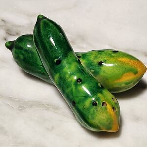 Vintage MCM Cucumber Zucchini 2-in-1 Salt & Pepper Shakers